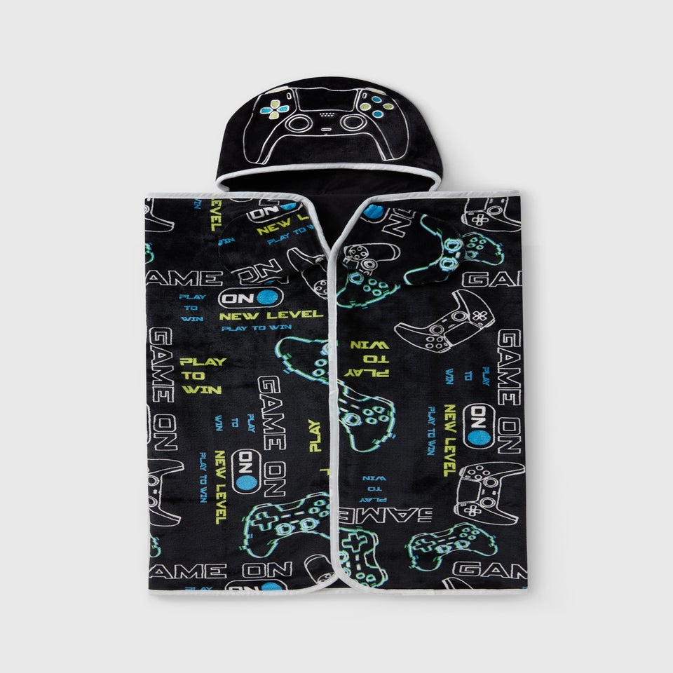 Black Gamer Hooded Blanket