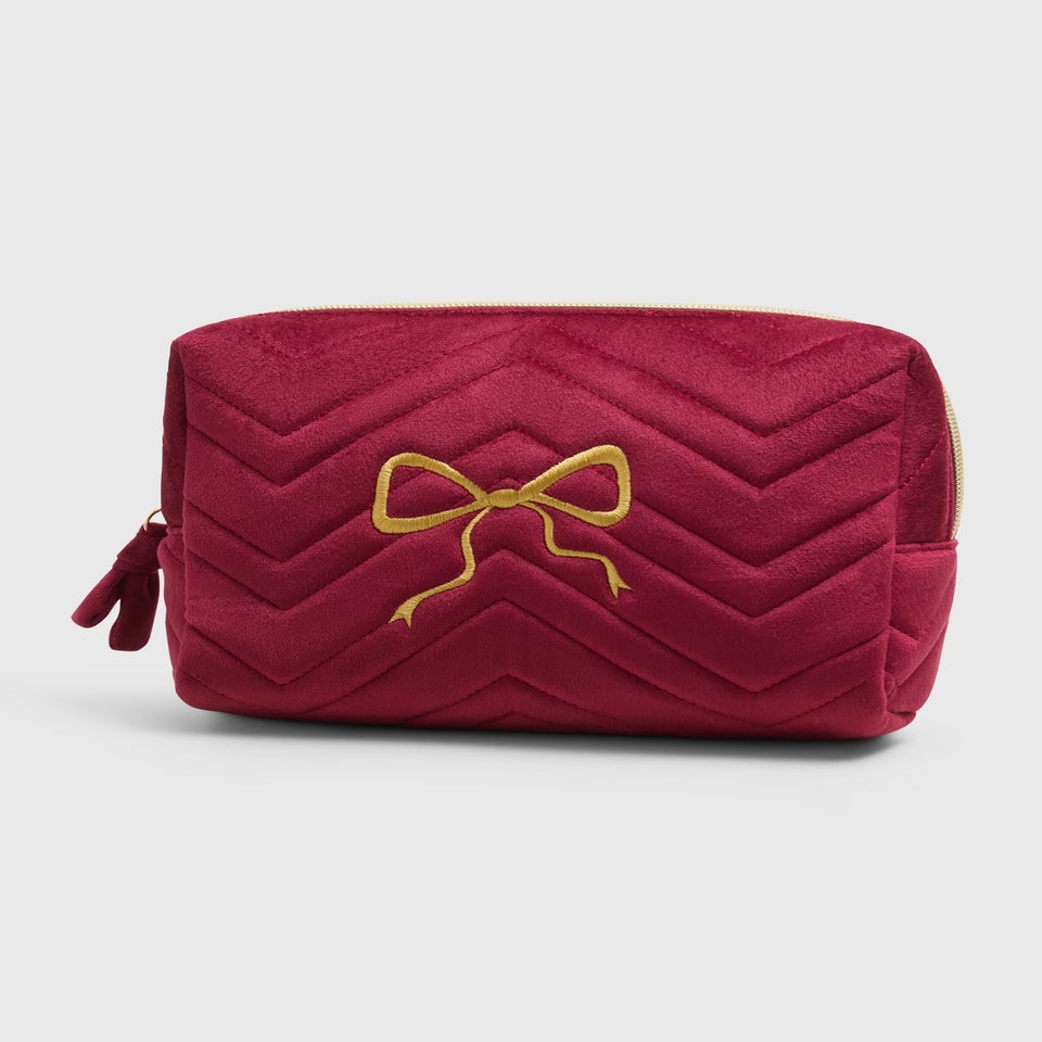 Red Bow Quilted Makeup Bag