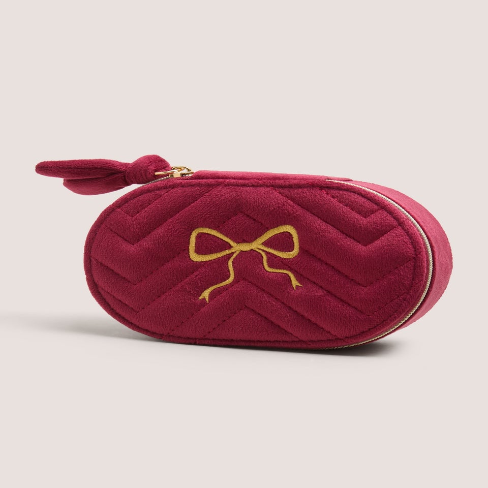 Red Bow Quilted Jewellery Box