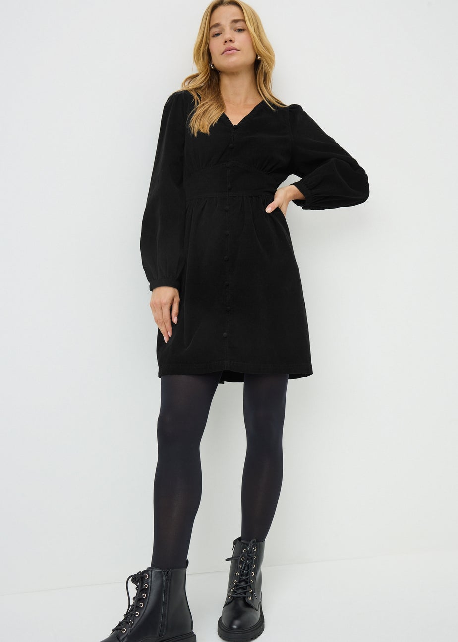 Black Cord Smock Mini Dress