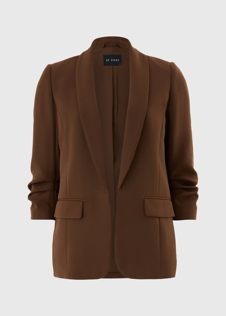 Et Vous Brown Rolled Sleeve Blazer