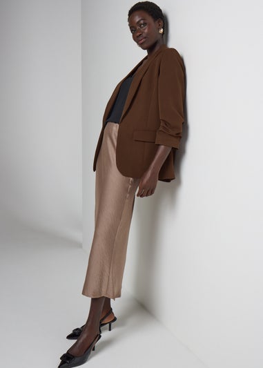 Et Vous Brown Rolled Sleeve Blazer
