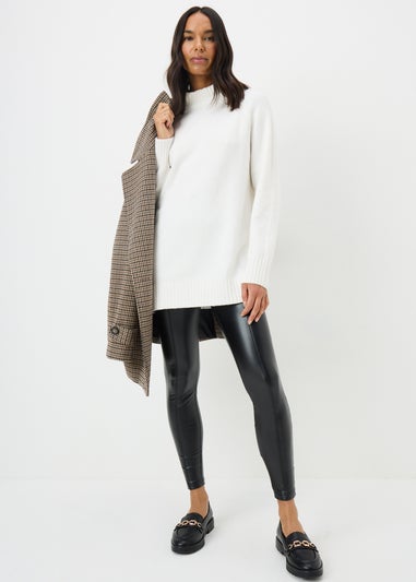 Cream Roll Neck Tunic Jumper