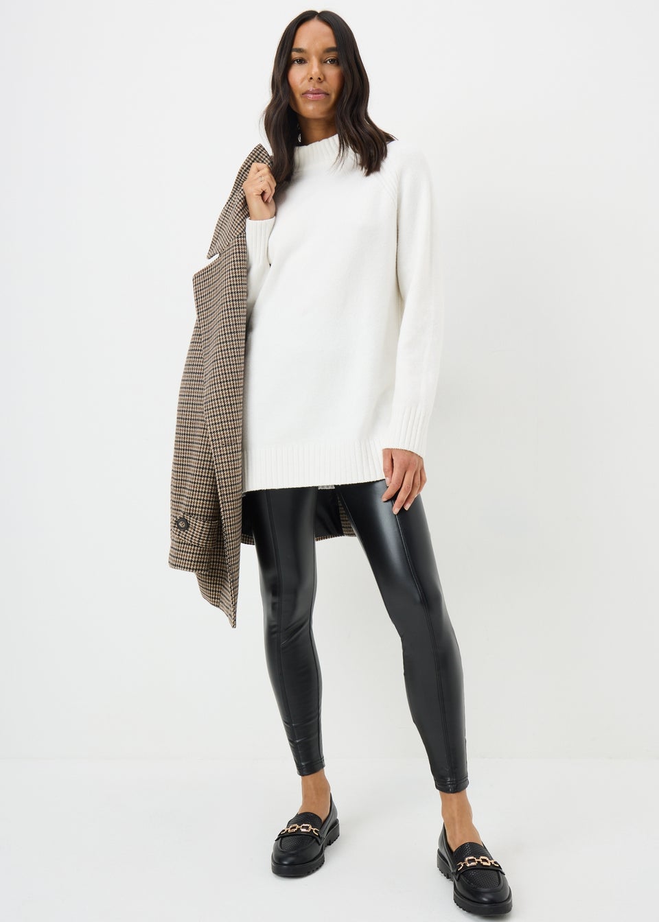 Cream Roll Neck Tunic Jumper