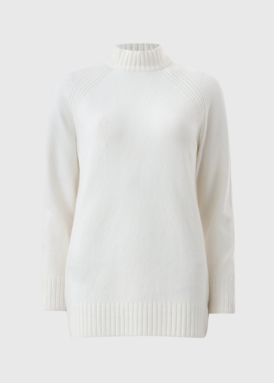 Cream Roll Neck Tunic Jumper