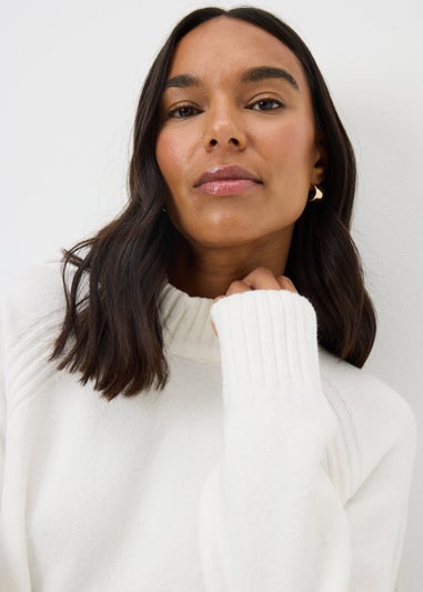 Cream Roll Neck Tunic Jumper