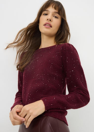 Burgundy Sequin Yarn Jumper