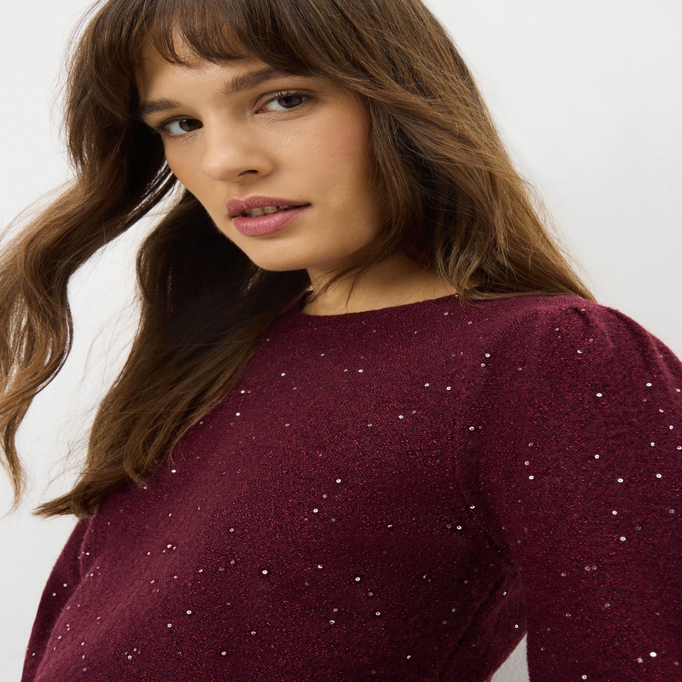 Burgundy Sequin Yarn Jumper
