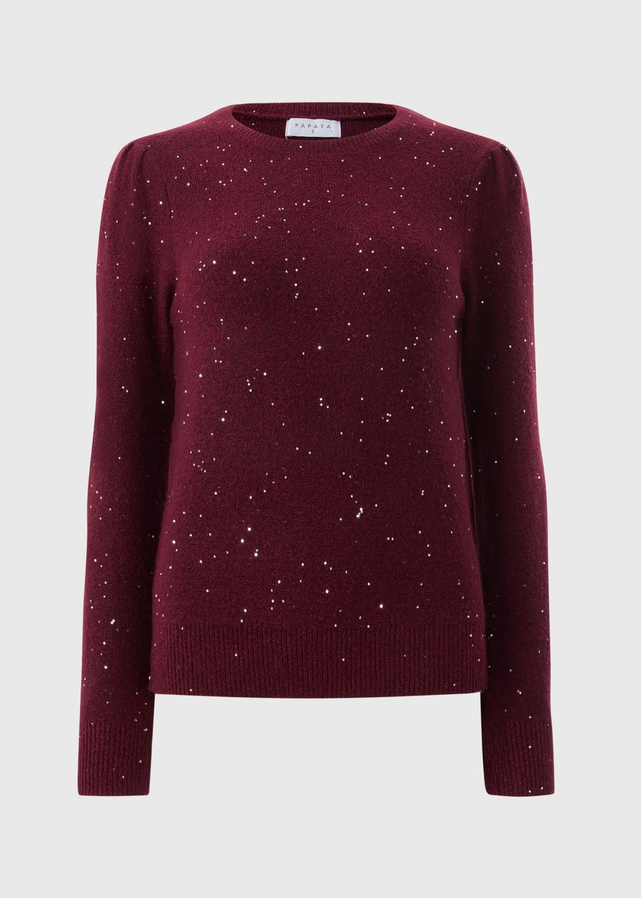Burgundy Sequin Yarn Jumper