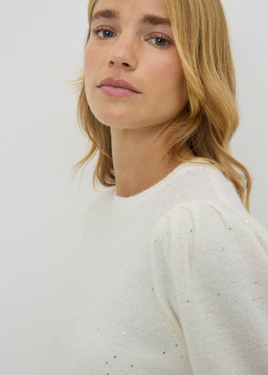 Cream Sequin Yarn Jumper
