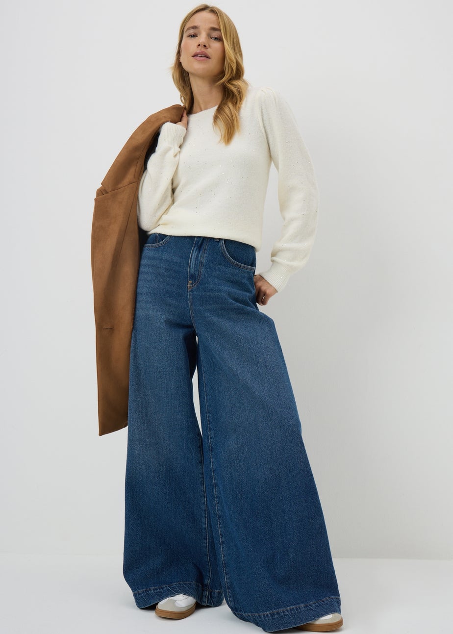 Cream Sequin Yarn Jumper