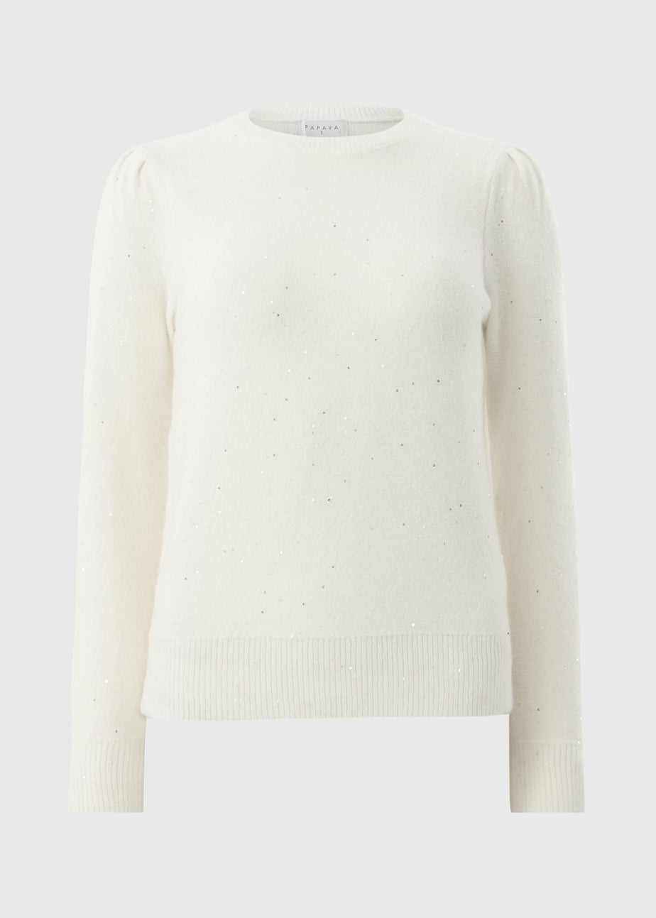 Cream Sequin Yarn Jumper