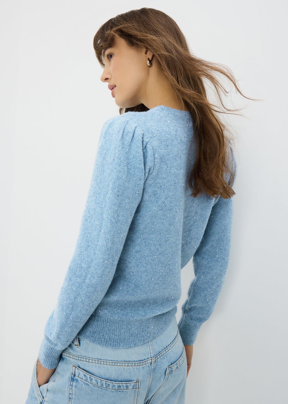 Light Blue Sequin Yarn Jumper
