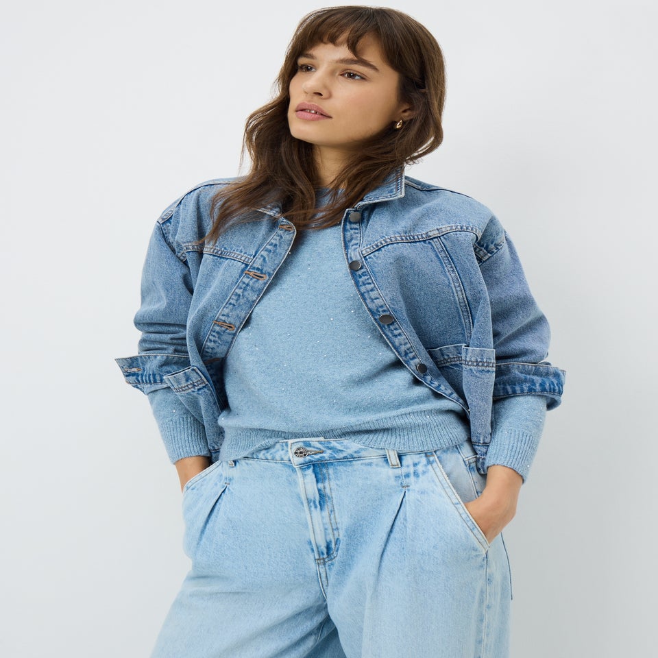 Light Blue Sequin Yarn Jumper