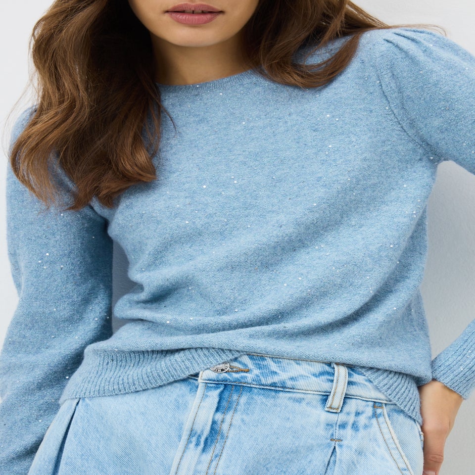 Light Blue Sequin Yarn Jumper