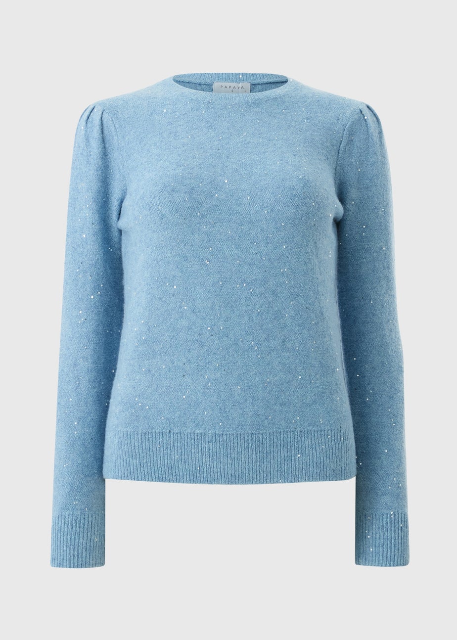 Light Blue Sequin Yarn Jumper