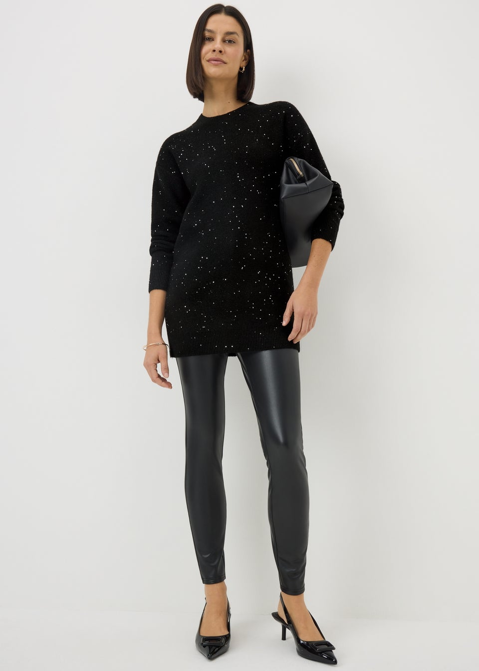 Black Sequin Yarn Tunic