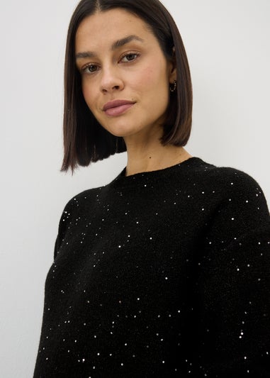 Black Sequin Yarn Tunic