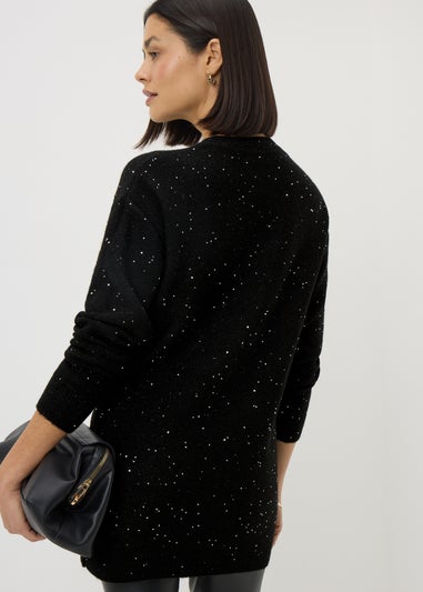 Black Sequin Yarn Tunic