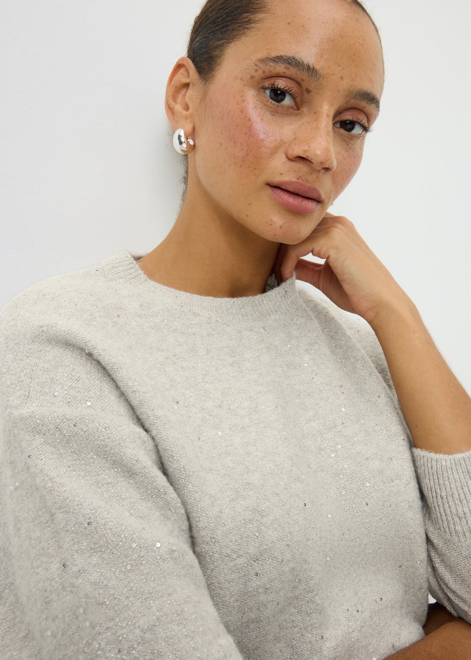 Oatmeal Sequin Yarn Tunic