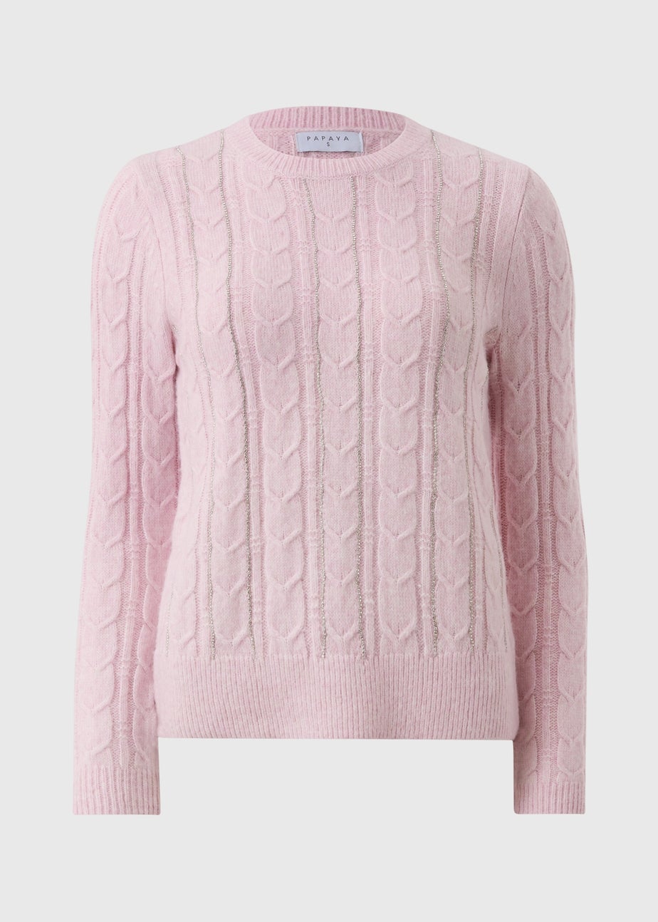 Light Pink Cable Embellished Jumper