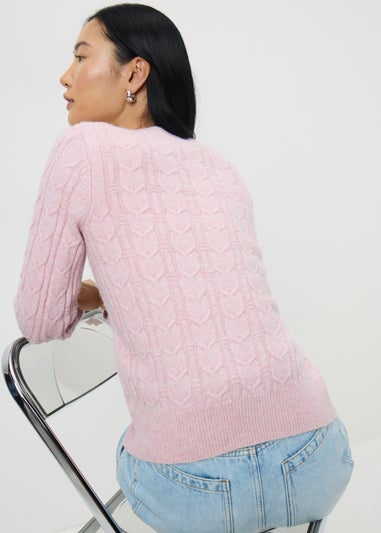 Light Pink Cable Embellished Jumper