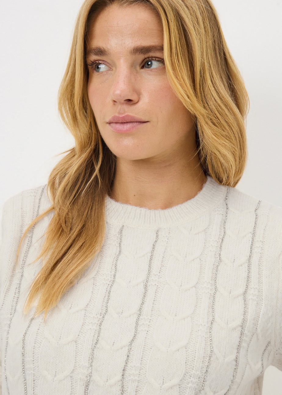 Cream Cable Embelished Jumper