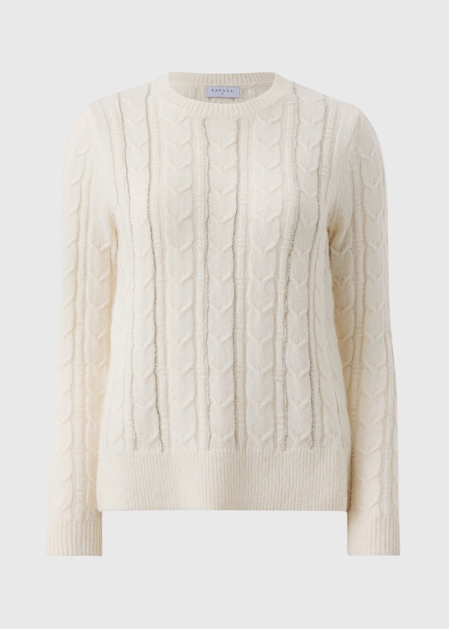 Cream Cable Embelished Jumper