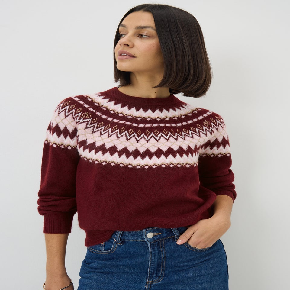 Burgundy Fairisle Jumper