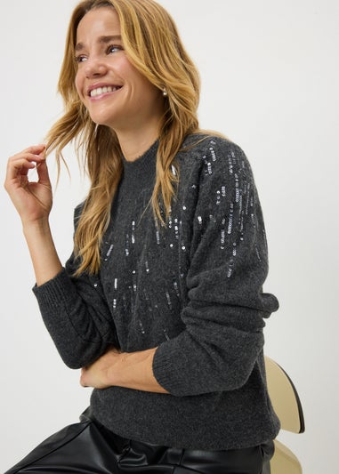 Charcoal Scatter Sequin Jumper