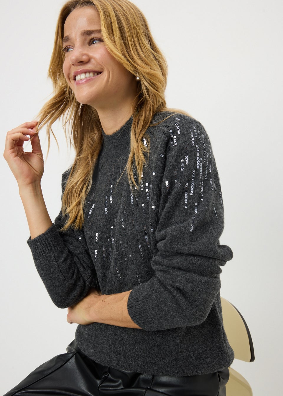 Charcoal Scatter Sequin Jumper