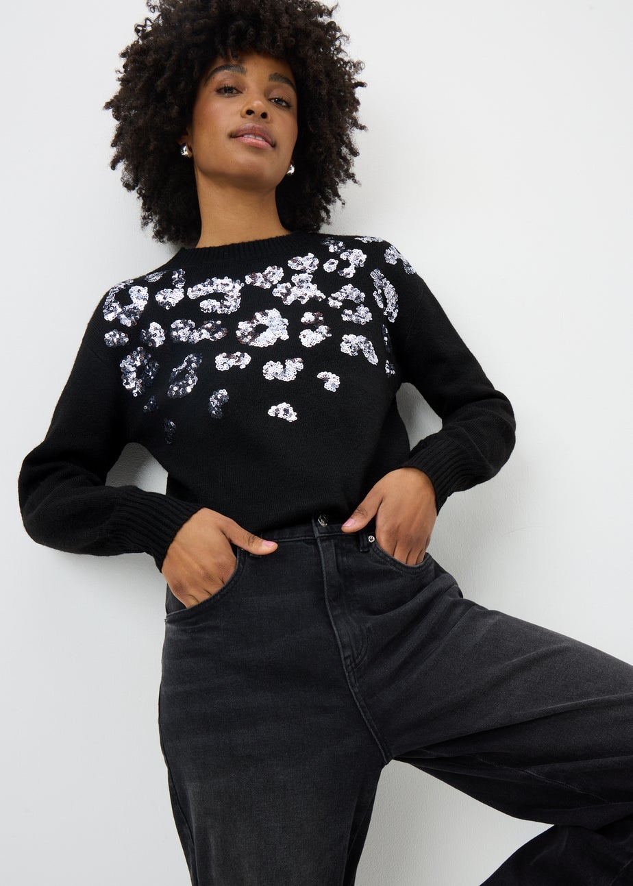 Black Animal Sequin Jumper