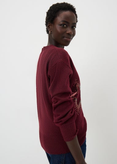 Burgundy Sequin Star Jumper
