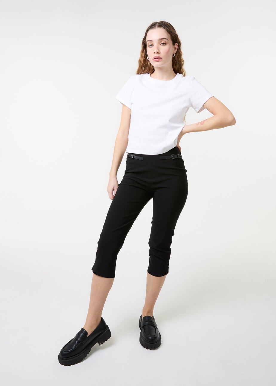 Pink Vanilla Black Capri Pants With Belts