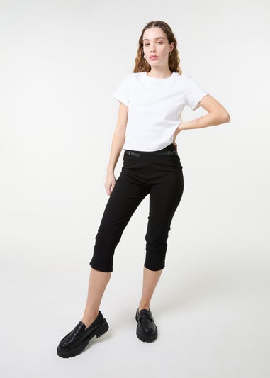 Pink Vanilla Black Capri Pants With Belts