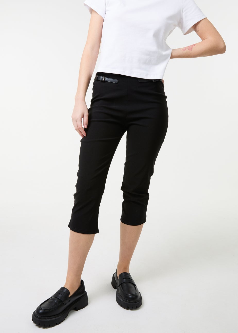 Pink Vanilla Black Capri Pants With Belts