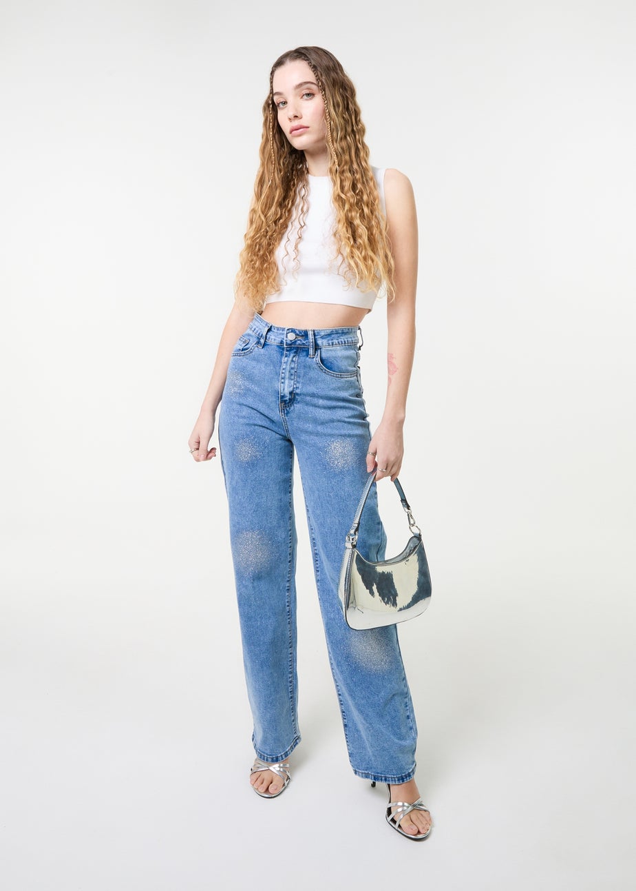 Pink Vanilla Denim High Waist Glitter Jeans