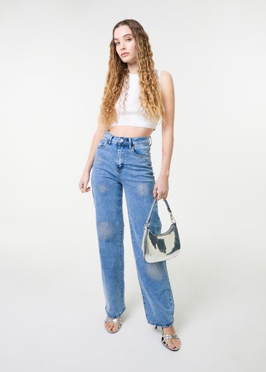 Pink Vanilla Denim High Waist Glitter Jeans