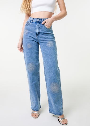 Pink Vanilla Denim High Waist Glitter Jeans