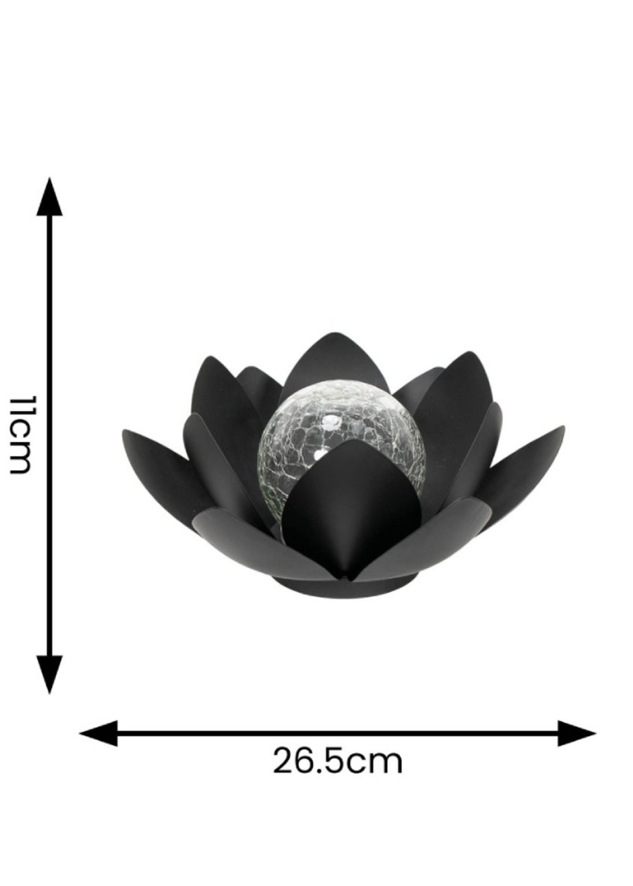 ValueLights Solar Black Waterlily Lotus Flower Garden Light With Integrated LED's (11cm x 26.5cm x 26.5cm)