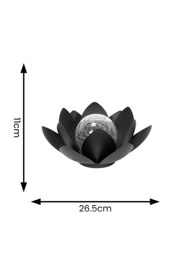 ValueLights Solar Black Waterlily Lotus Flower Garden Light  With Integrated LED's (11cm x 26.5cm x 26.5cm)