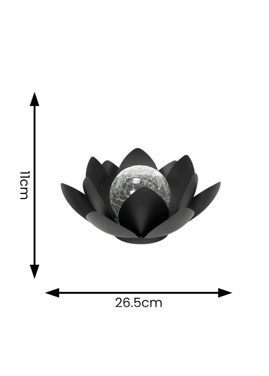 ValueLights Solar Black Waterlily Lotus Flower Garden Light With Integrated LED's (11cm x 26.5cm x 26.5cm)
