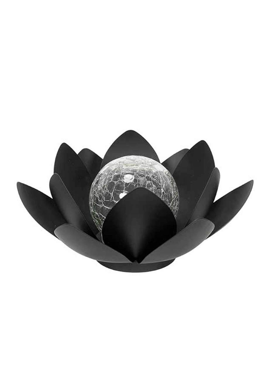 ValueLights Solar Black Waterlily Lotus Flower Garden Light With Integrated LED's (11cm x 26.5cm x 26.5cm)