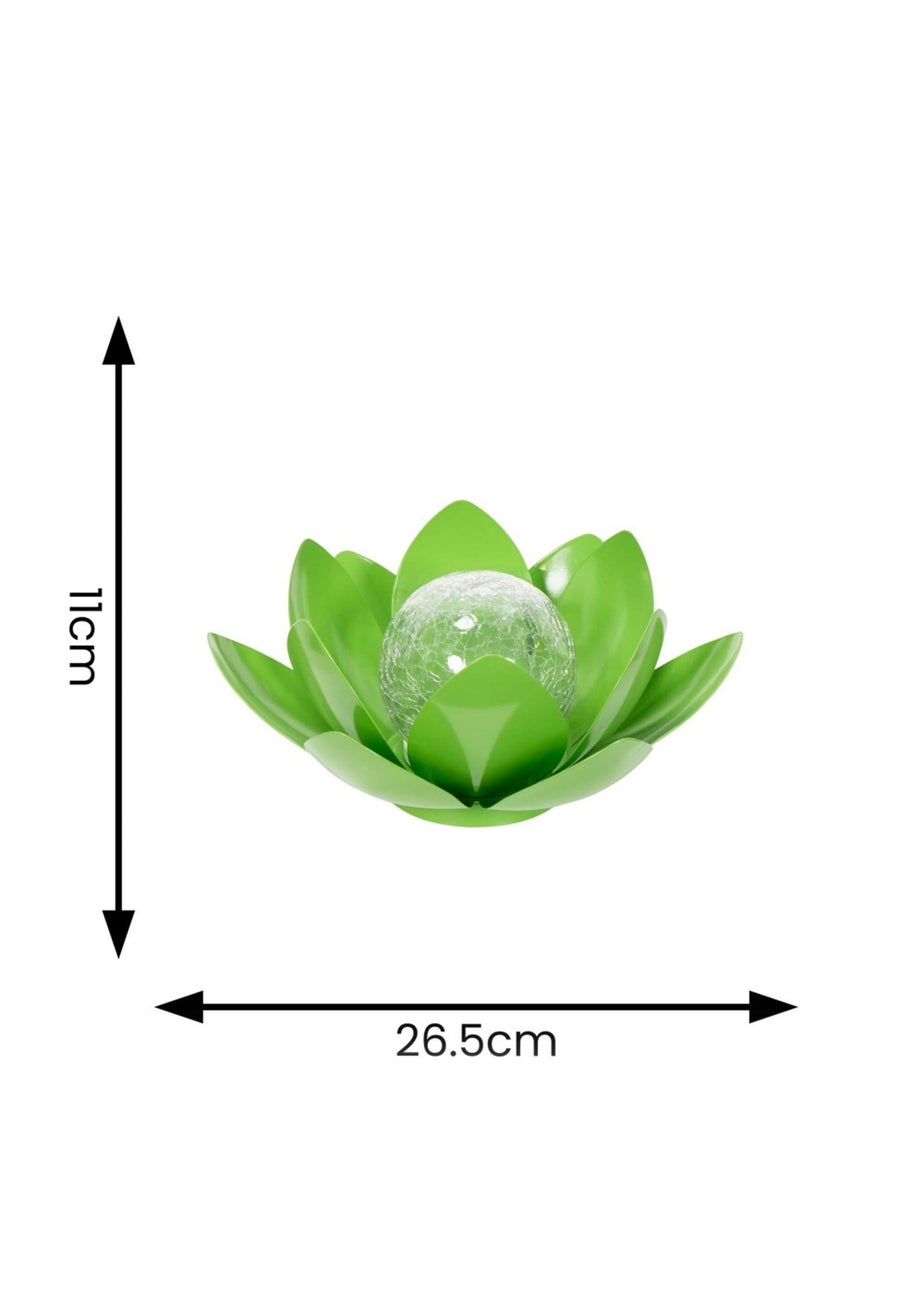 ValueLights Solar Green Waterlily Lotus Flower Garden Light With Integrated LED's (11cm x 26.5cm x 26.5cm)