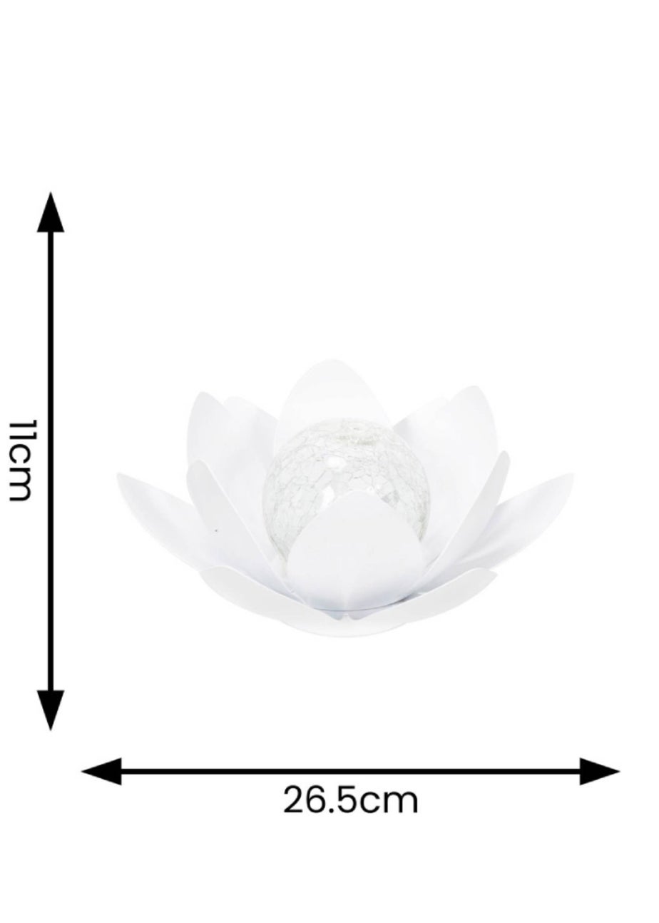 ValueLights Solar White Waterlily Lotus Flower Garden Light  With Integrated LED's (11cm x 26.5cm x 26.5cm)