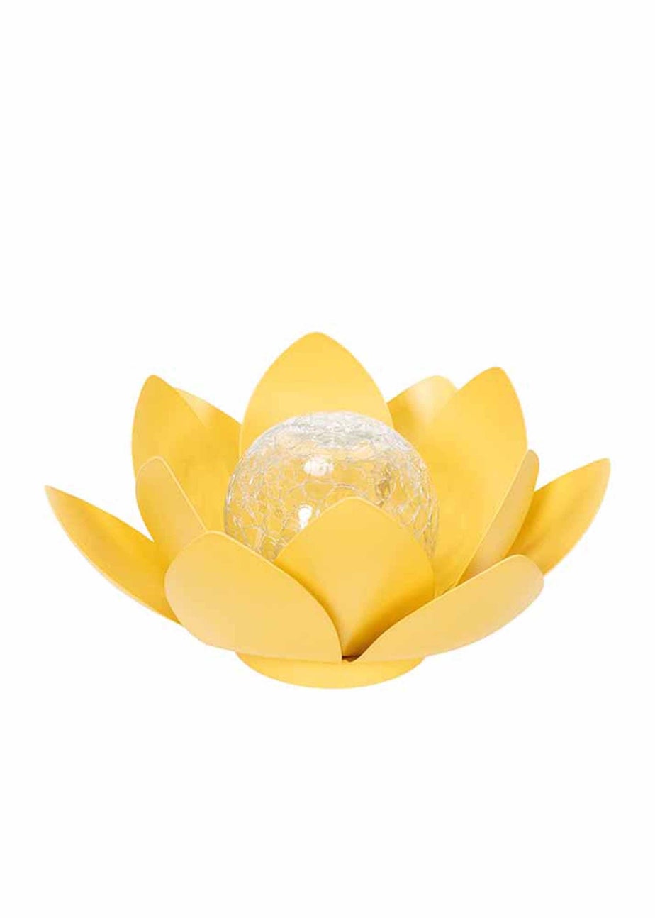 ValueLights Solar Yellow Waterlily Lotus Flower Garden Light With Integrated LED's (11cm x 26.5cm x 26.5cm)