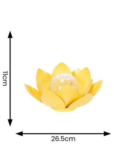 ValueLights Solar Yellow Waterlily Lotus Flower Garden Light With Integrated LED's (11cm x 26.5cm x 26.5cm)