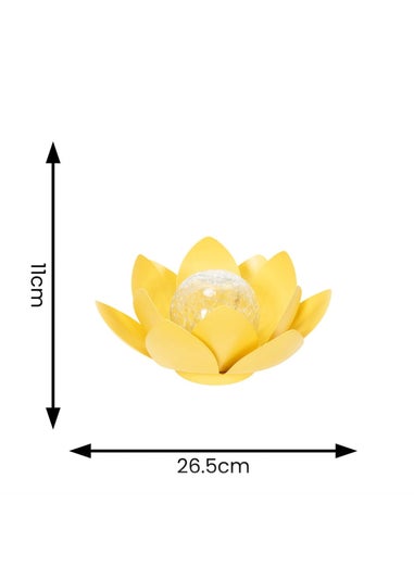 ValueLights Solar Yellow Waterlily Lotus Flower Garden Light With Integrated LED's (11cm x 26.5cm x 26.5cm)