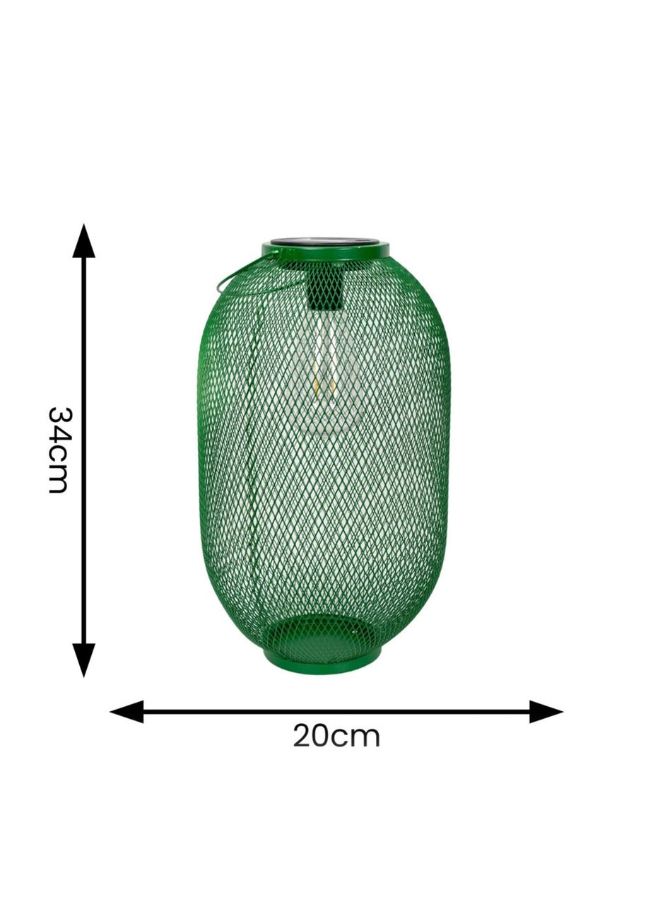 ValueLights Solar Outdoor Green Mesh Lantern With Integrated LED's (34cm x 20cm x 20cm)