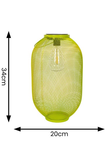 ValueLights Solar Outdoor Lime Mesh Lantern With Integrated LED's (34cm x 20cm x 20cm)